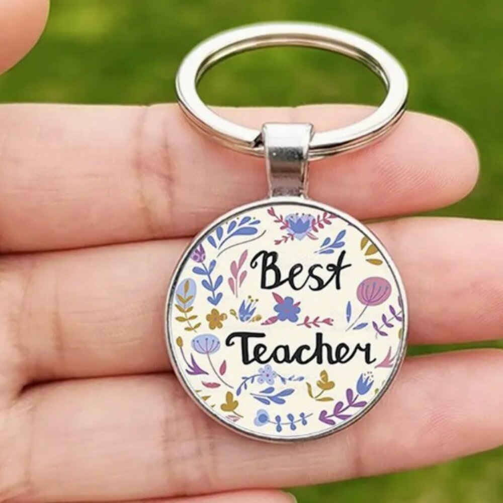 Best Teacher Floral Key chain NWT